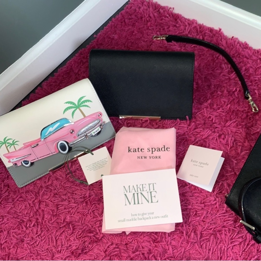 Kate Spade Maddie Make It Mine Convertible Backpack Pink Cadillac Retro Car